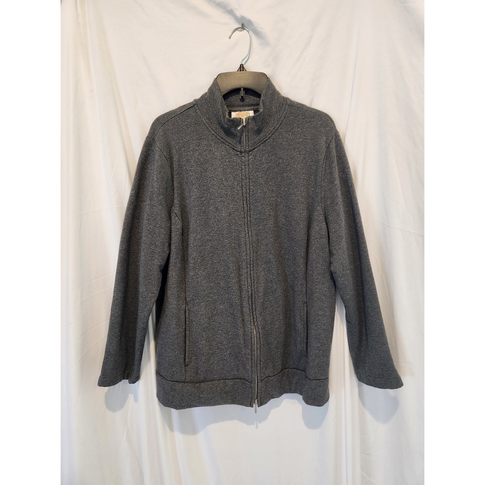 Talbots Woman Gray Pima Cotton Modal Zip Up Jacket Mock Neck 2X
